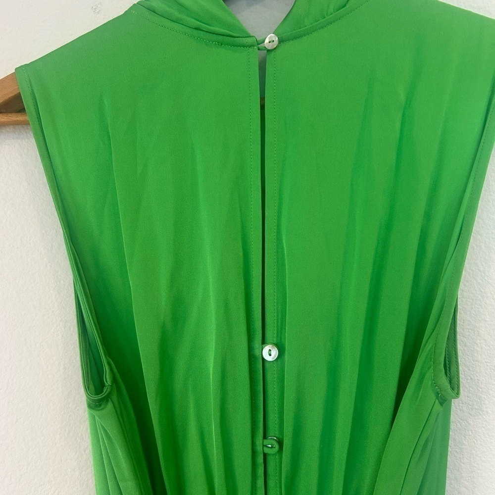 NOUVELLE SILK95FIVE Costantia Silk Maxi Dress Green Tie Keyhole Quiet Luxury S - Picture 7 of 13